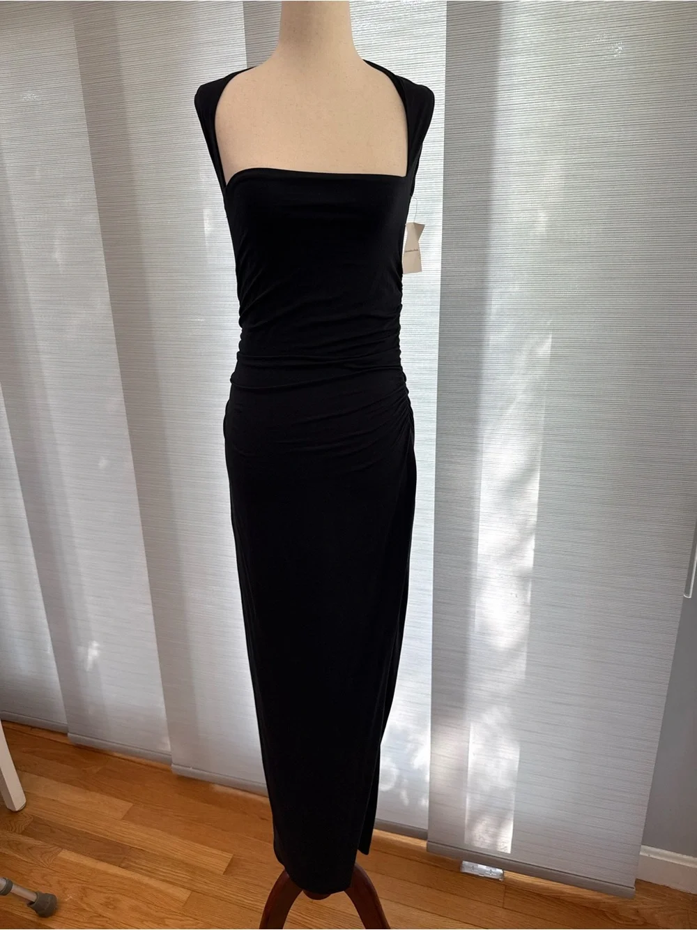 Abercrombie & Fitch Black Square-Neck Maxi dress with Cap Shoulders